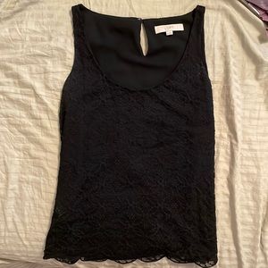 LOFT Black Lace sleeveless blouse perfect for work size XS fits like S/M